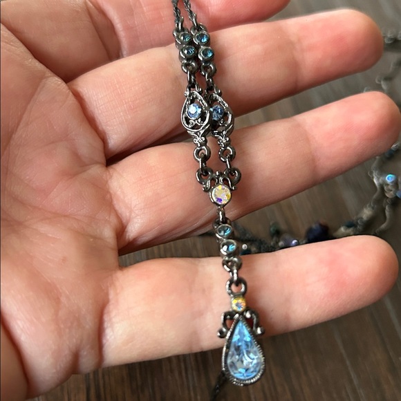 1928 brand necklaces blue & Purple Crystals gunmetal hardware - Picture 17 of 17